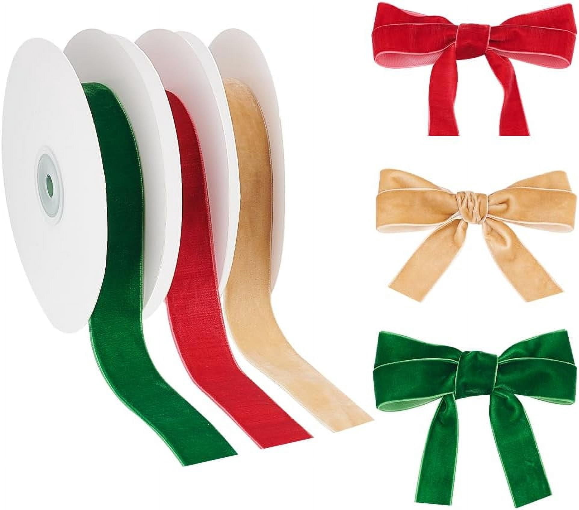 Mixte Ribbon 3 rolls 3 colors Single Face Velvet Ribbon sets Flat Mixed color 1 inch ...