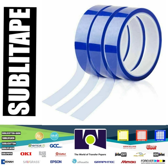 3 rolls Heat resistant tapes sublimation Press Transfer Thermal Tape