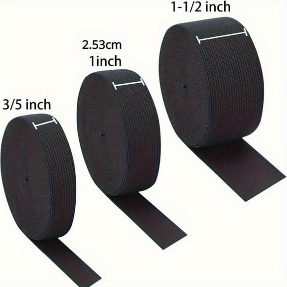 3 rolls Sewing Stretch Elastic Band Spool, 3/5, 1, 1-1/2 Inch in Width, 5.5 Yards/Roll (Black)
