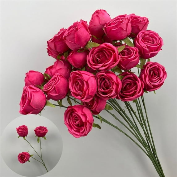 3 roses Artificial Rose Flower Faux Floral Stem with Multiple Bloom Design for Home Table Wedding Centerpiece Decorative Arrangement,artificial flowers,rose decor,F