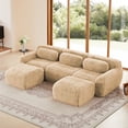 thumbnail image 1 of 3-seat U-shaped Boneless Sofa,32D High Density Sponge Bottom,Anti-Slip Design with Chaise,Free Combination Full-compression Vacuum Packaging,Deep Seat Design for Bedroom,Study and Home Theater(Khaki), 1 of 11