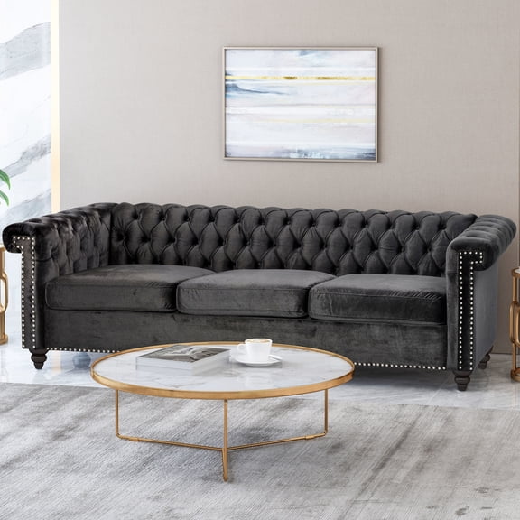 3-seater sofa with nail head accents | Fits well in traditional living rooms | Makes a stylish statement