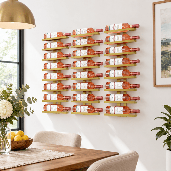 3-set 8 Tier Wall Mount Wine Rack (24 Tiers) Racks For Bottles Display ...