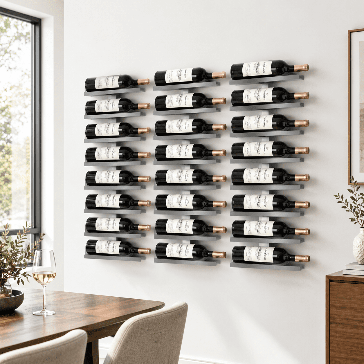 3-set 8 Tier Wall Mount Wine Rack (24 Tiers) Racks For Bottles Display ...