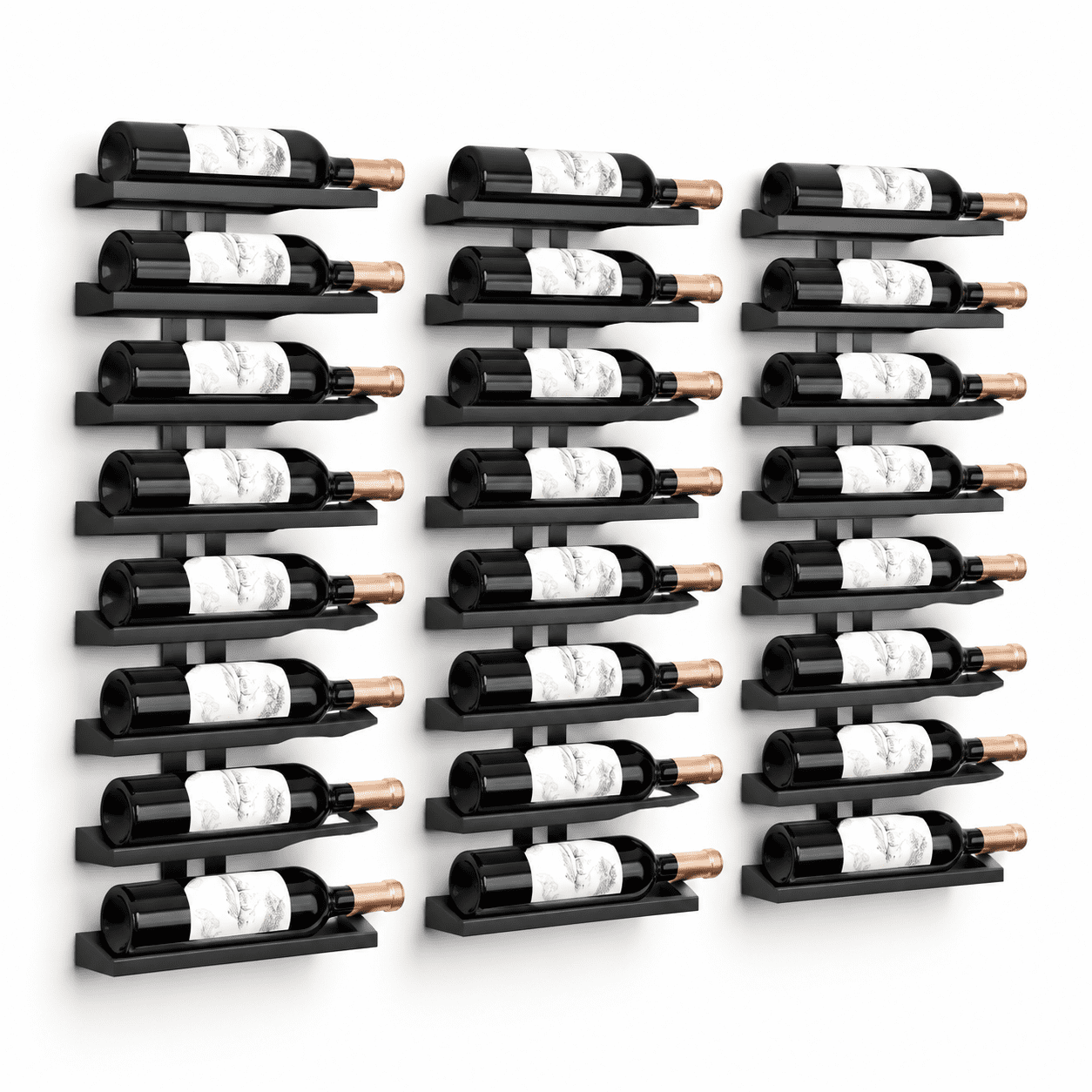 3-set 8 Tier Wall Mount Wine Rack (24 Tiers) Racks For Bottles Display ...