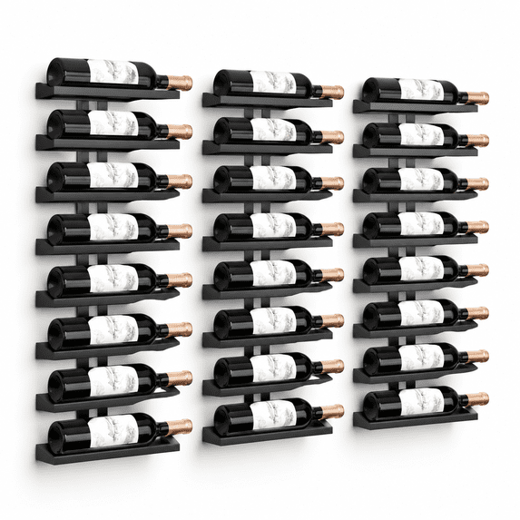 Wall Moount Rack 3-set 8 Tier Wall Mount Wine Rack (24 Tiers) Racks For Bottles Display ...