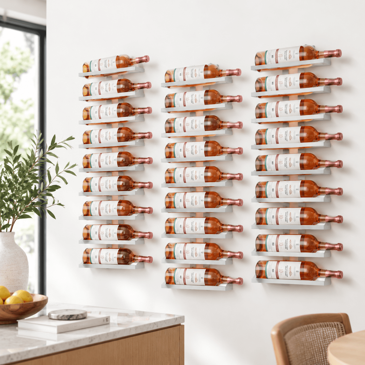 3-set 8 Tier Wall Mount Wine Rack (24 Tiers) Racks For Bottles Display ...