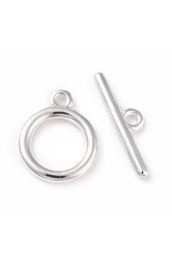 3 set Eco-friendly Brass Toggle Clasps Cadmium Free Lead Free Long-Lasting Plated Ring 925 Sterling Silver Plated Ring: 12x10x1.5mm Bar: 4x13.5x1.5mm Hole: 1.2mm