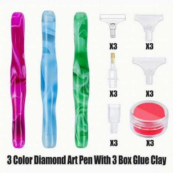 3 set Resin Diamond Painting Pen Kit Diamond Art Pens With 3 Glue Clay A