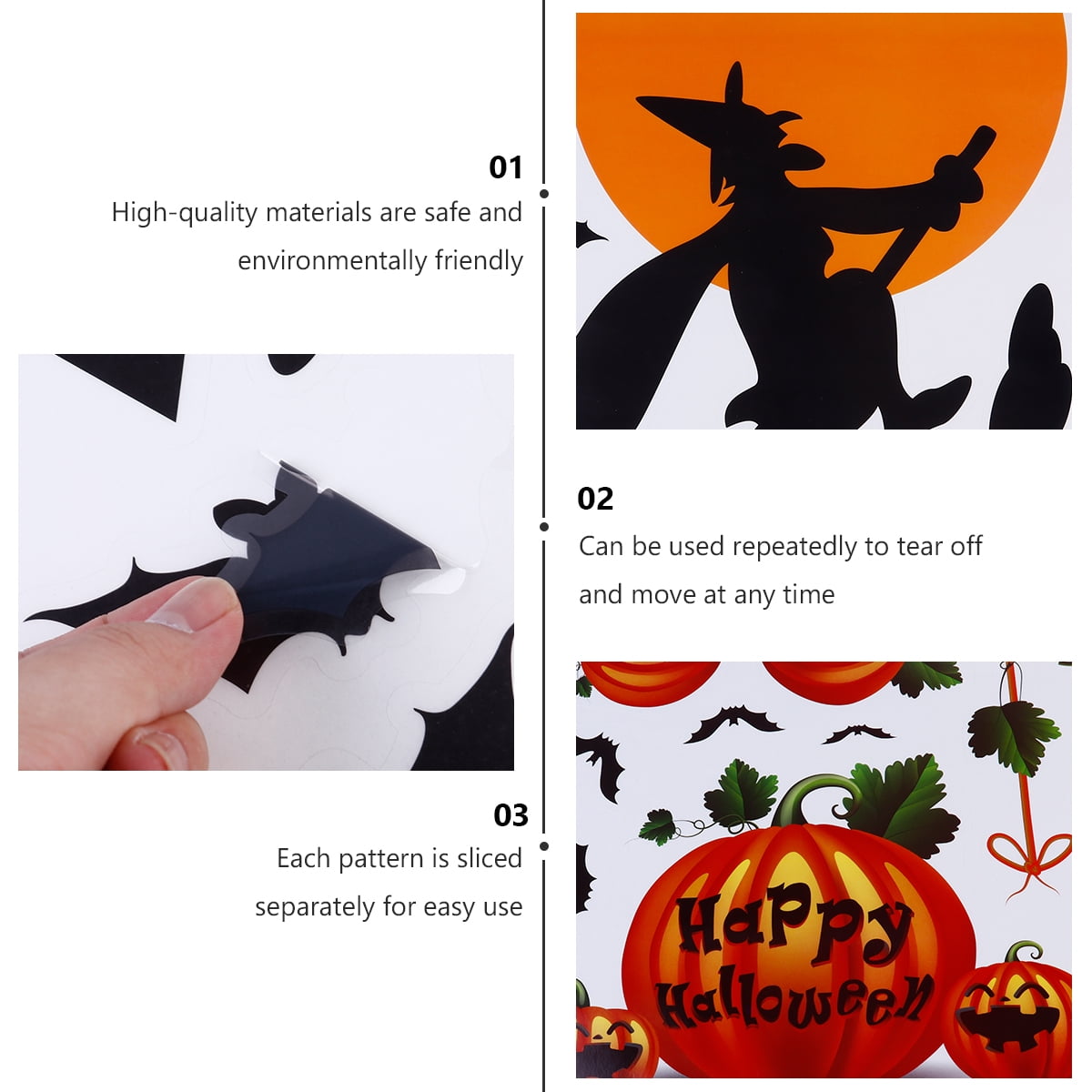 3 sets Halloween Window Stickers Static Sticker Showcase Glass Sticker
