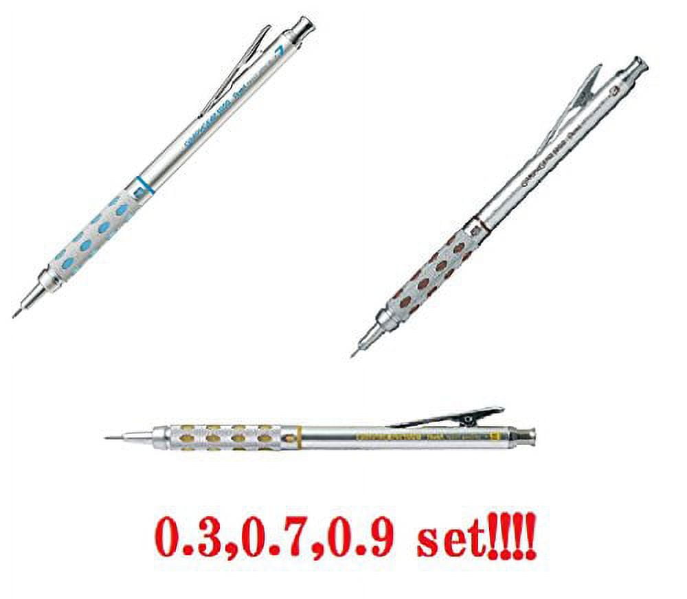 [3 sets!!] Pentel Graph Gear 1000 Pencil 0.3mm,0.7mm,0.9mm each set!! Brown,Yellow and Blue PG1013,PG1017C,PG1019G from Japan