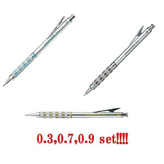 [3 sets!!] Pentel Graph Gear 1000 Pencil 0.3mm,0.7mm,0.9mm each set!! Brown,Yellow and Blue PG1013,PG1017C,PG1019G from Japan