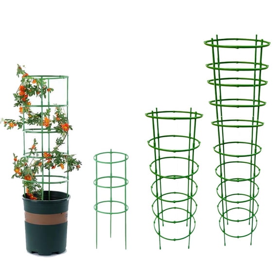 3 sets Plant Support Stakes Tomato Cages with Adjustable Rings, Plastic Garden Trellis for Climbing Plants, Easy Assembly