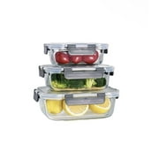PMSSYPL3 Sets Of Black Transparent Lid Glass Food Storage Container Set, Sealed And Reusable Kitchen Storage Container, Glass Lunch Preparation Container, Microwave Oven, Refrigerator, And Dishwasher