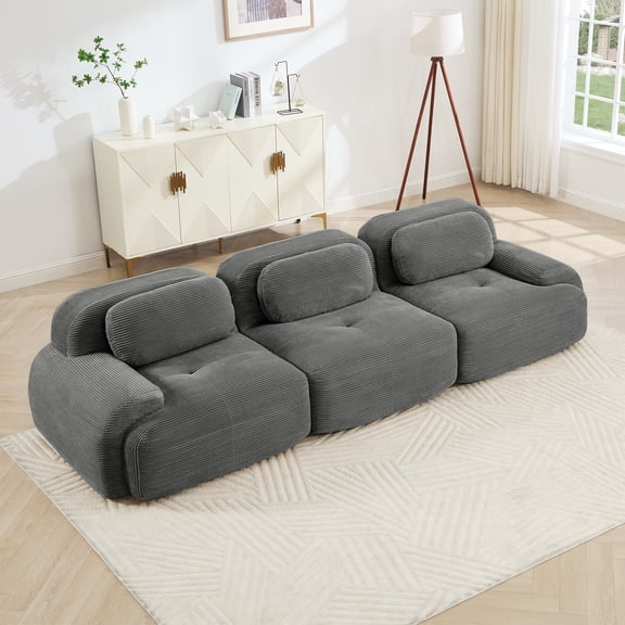 3 - sofa premiumCorduroy Fabric fabric modular multi - combination anti - slip design no assembly curved armrests support high - resilience sponge liv - Sofas
