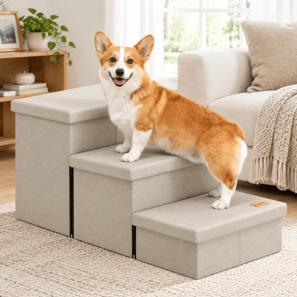 Pet Window Ramp 3-step Wide Dog Stairs With Stor18