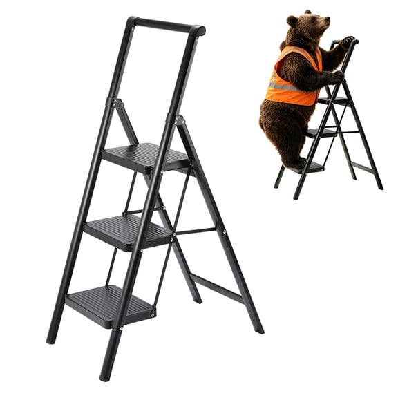 Takira Step Ladder,with Non-Slip Steps,400lbs Capacity,Suitable for A Variety of Uses (Black).