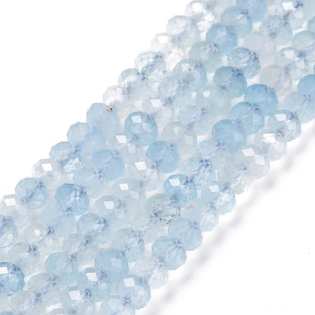 3 strand Natural Aquamarine Beads Strands Faceted Rondelle 4x3mm Hole: 0.7mm 130pcs/strand 15.35 inch(39cm)