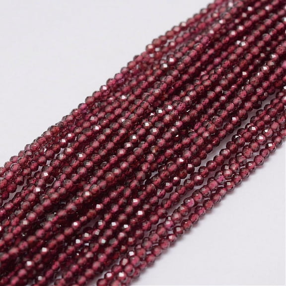 3 strand Natural Garnet Beads Strands Round Faceted 2mm Hole: 0.5mm 197pcs/strand 15.7 inch(40cm)