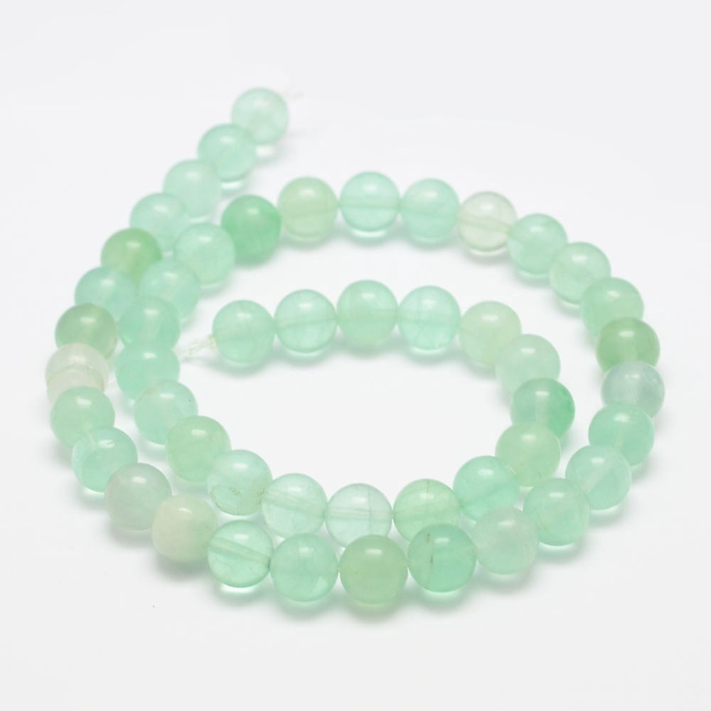3 strand Natural Green Fluorite Beads Strands Grade B Round 8mm Hole: 1mm about 48pcs/strand 15.7 inch