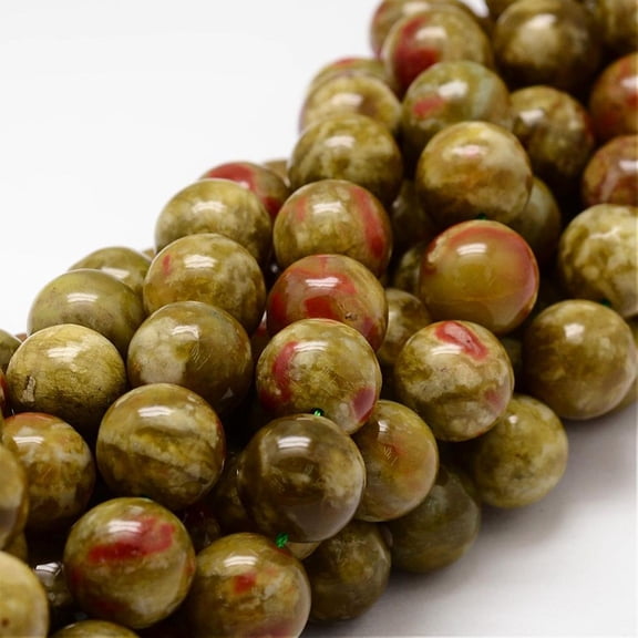 3 strand Round Natural Dragon Blood Jasper Beads Strands 8mm Hole: 1mm 48pcs/strand 15.75 inch