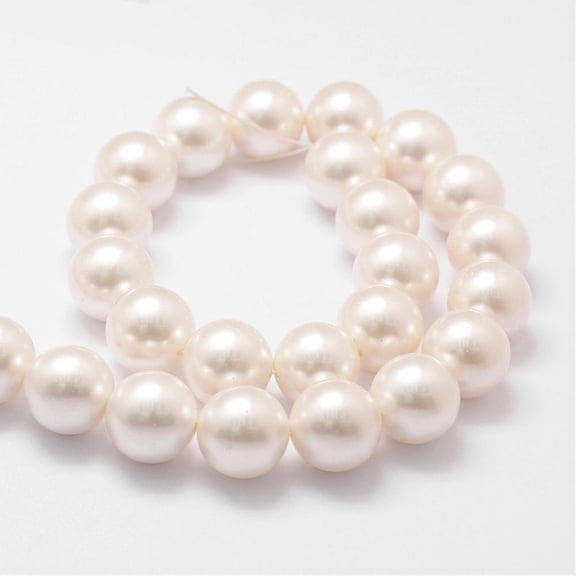 3 strand Shell Pearl Bead Strands Grade A Round Floral White 16mm Hole: 1mm 26pcs/strand 16 inch