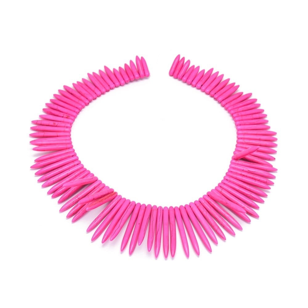 3 strand Turquoise Graduated Spike Beads Strands Tusk Shape Deep Pink 20~49x4.5~5mm Hole: 1.2mm 99pcs/strand 16.9~17.7 inch(43~45cm)