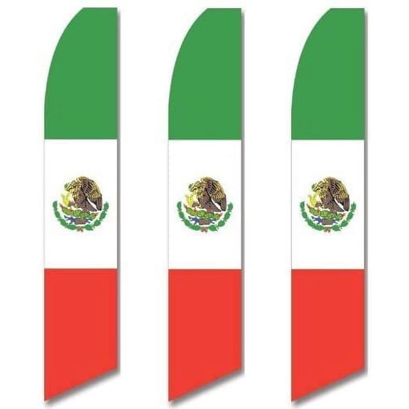 3 three Pack Tall Swooper Flags BANDERA DE MEXICO Flag of Mexico