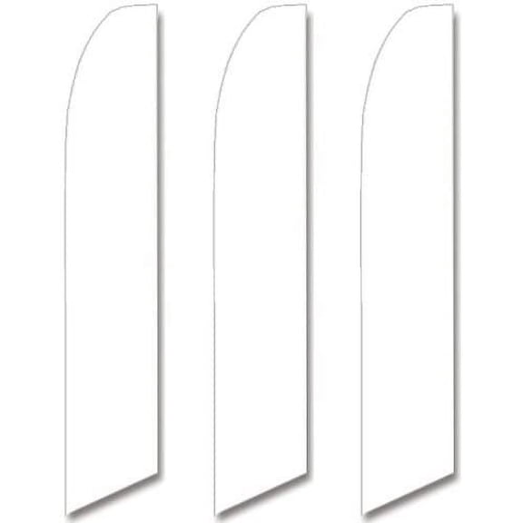 3 three Pack Tall Swooper Flags Bright Snow White Solid Plain Color