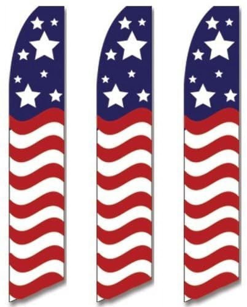 3 three Pack Tall Swooper Flags USA America American Stars Stripe Wave