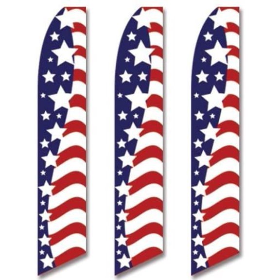 3 three Pack Tall Swooper Flags USA America American Stars Stripes