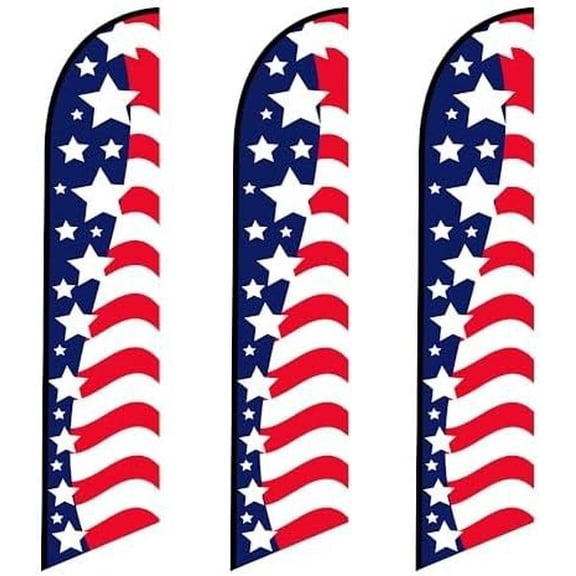 3 three Pack Tall Windless USA American Flag Glory Stars on Left Replacement flags only