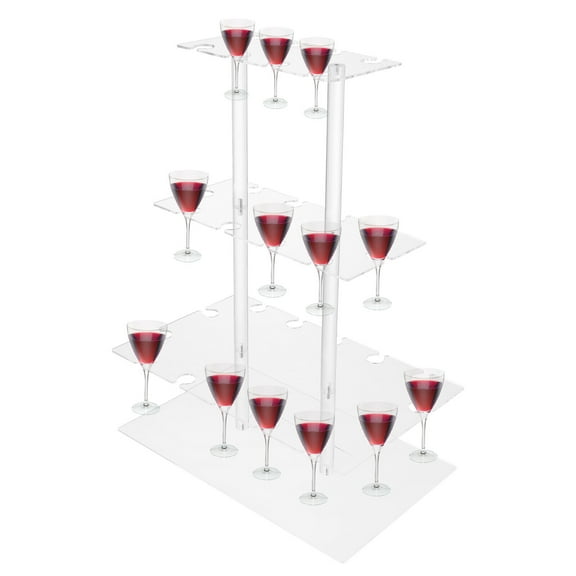 3-tier Acrylic Champagne Tower Champagne Glass Clear Holder Clear Cocktail Tree Stand 32 Holders Glass Stemware Rack for Family Party
