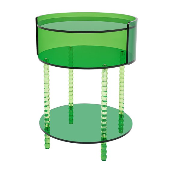 3-tier Acrylic Side Table, Round Side Table, Acrylic End Table for Living Room, Bedroom, Lobby and Office (Green)