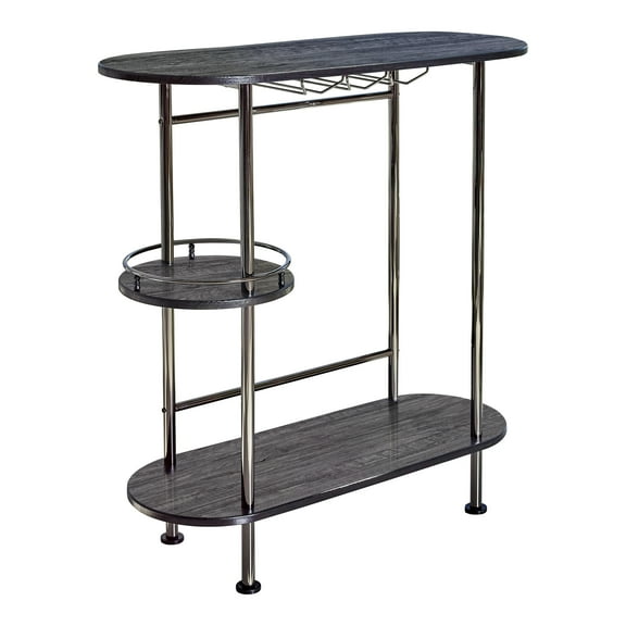 3-tier Bar Unit Black Nickel and Black Oak