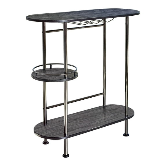3-tier Bar Unit Black Nickel and Black Oak