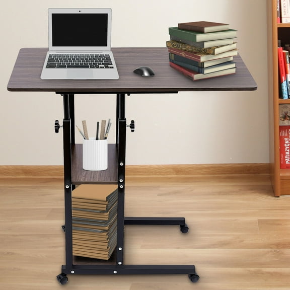 3-tier C-Shaped Side Table Adjustable Height Adjustable C Table with Wheels USA Rounded Corners used as a Laptop desk, a Study Desk