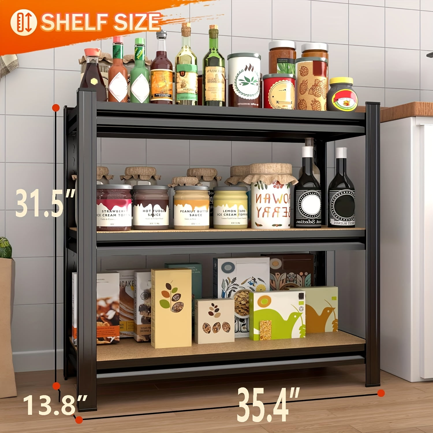 3-tier Kitchen Rack, Storage Shelf Unit, Adjustable Metal Shelving, 600 ...
