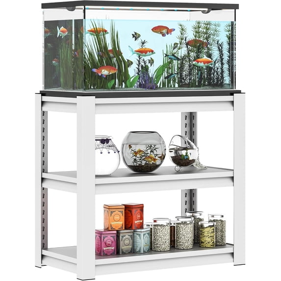 3-tier Metal Fish Tank Stand for 30 Gallon Long Aquarium,31.5"*18"*34" | Rack Shelves,heavy duty Steel Aquarium Stand 20 Gallon,Reptile Terrarium Stand,Breeder Tank Stand