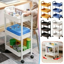 3-tier Rolling Storage Cart with Wheels, Plastic Organizer with 3 Shelves & Wheels, Multi-purpose Utility Cart for Kitchen, Living Room, Office & Bathroom Organization,Vsgery