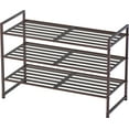 thumbnail image 1 of 3-tier Stackable Bronze Metal Panel Shoe Rack, 1 of 6