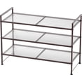 thumbnail image 1 of 3-tier Stackable Mesh Shoe Rack Bronze Mesh Panel, 1 of 7