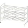 thumbnail image 1 of 3-tier Stackable Metal Panel Shoe Rack White, 1 of 6