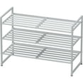 thumbnail image 1 of 3-tier Stackable Metal Panel Shoes Rack, 1 of 6