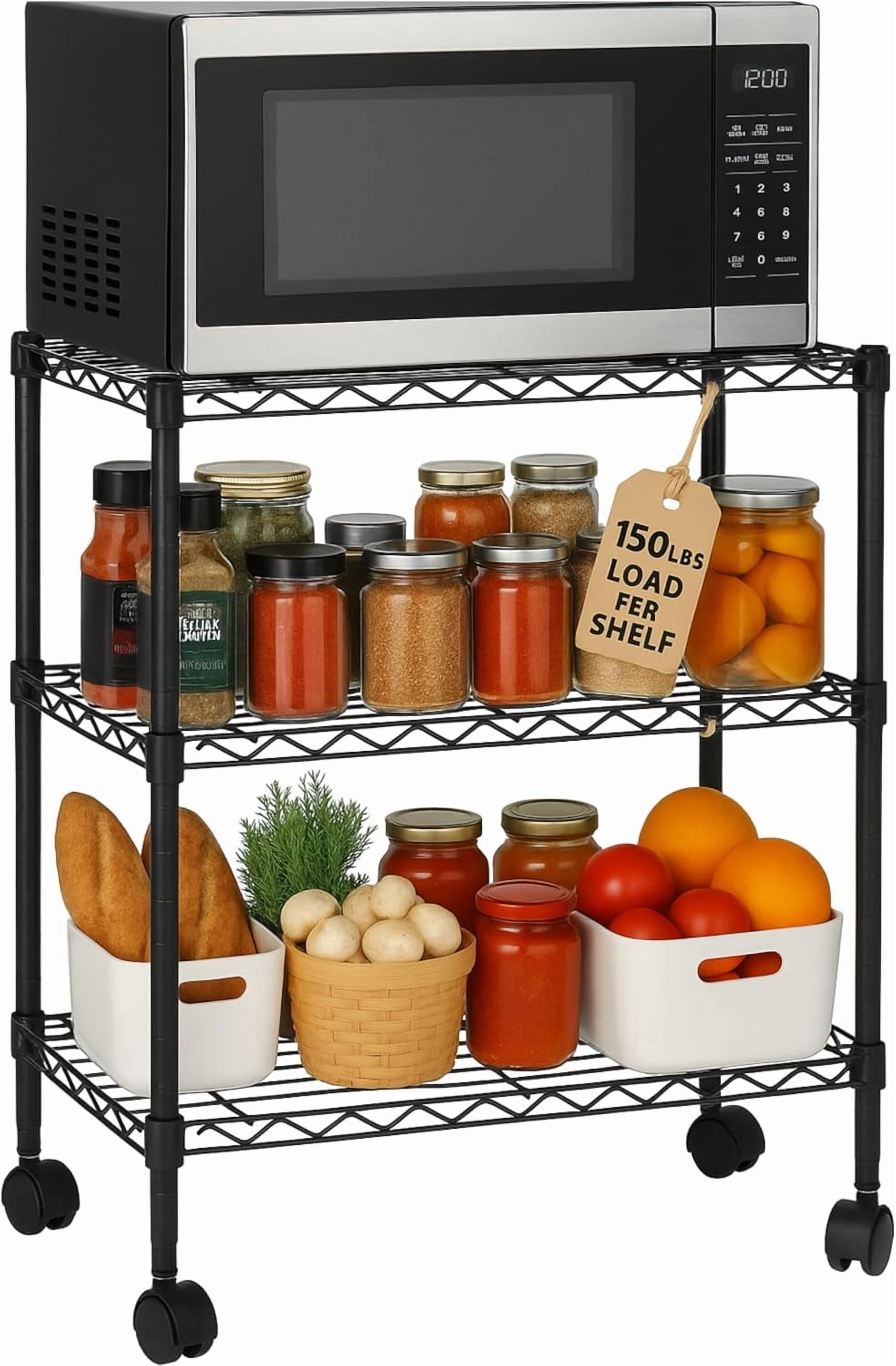 3-tier metal wire rack storage rack, heavy-duty metal durable practical ...