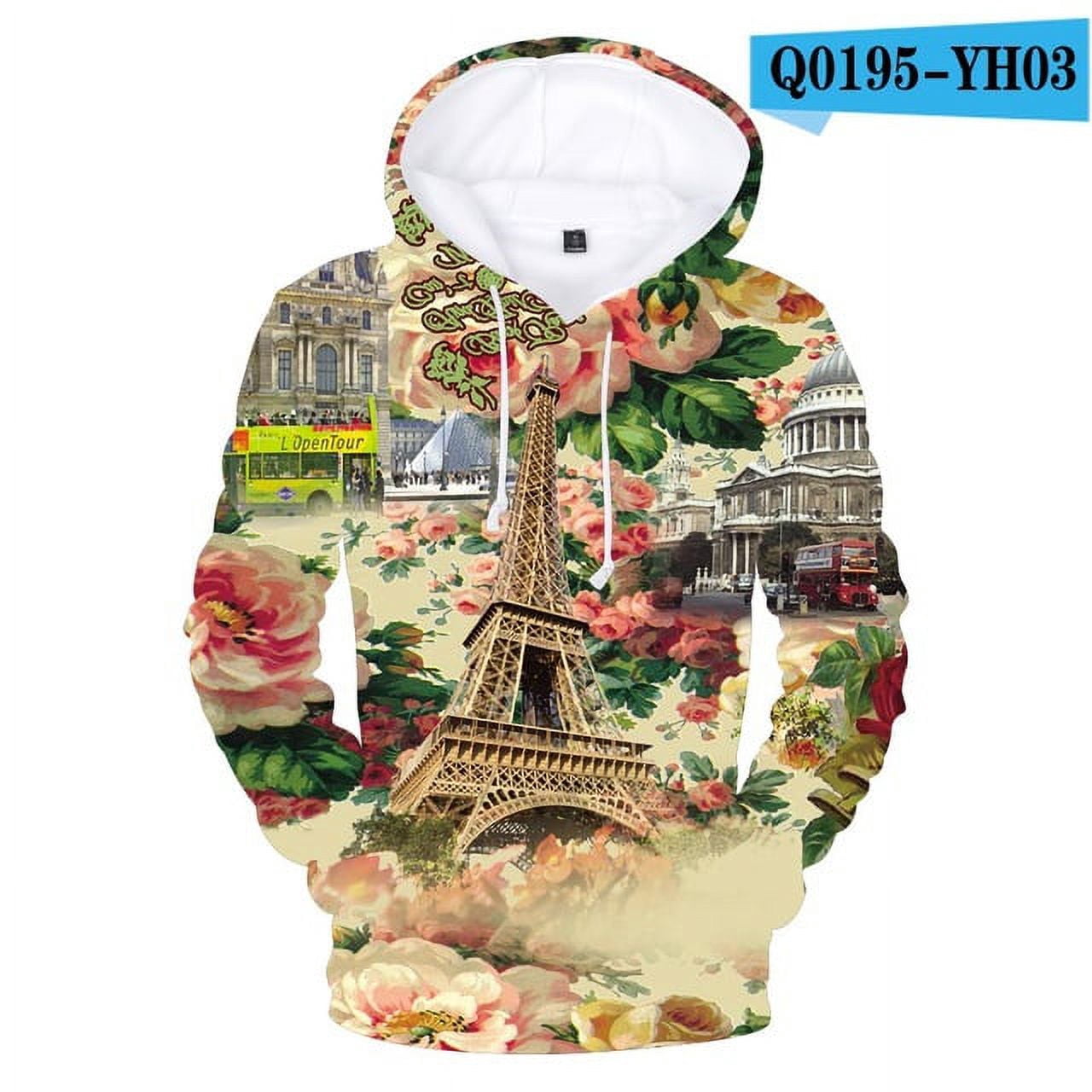 3 to 14 years kids hoodies 3D Eiffel Tower boys girls hoodie France