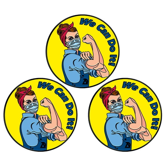 3 vaccinated COVID-19 Coronavirus Lapel Pin - We can do it Covid 19 Enamel Jacket Lapel Pin - Mask Rosie The Riveter Backpack Pin - Memorial Corona Pin Brooch