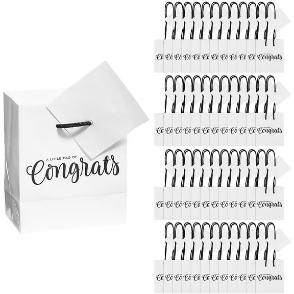 3" x 1 3/4" x 3 1/2" Bulk 48 Pieces Mini Congrats Gift Bags