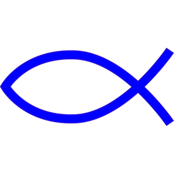 3 x 1.5 Blue Christian Fish Sticker Vinyl Cup Stickers Car  Bump