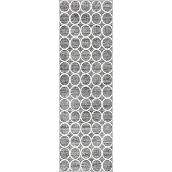 3' x 10' Gray and Ivory Geometric Rectangular Rug Runner